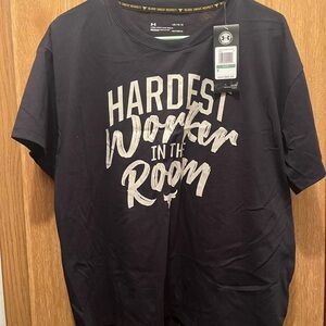 Under Armour Navy Graphic Tee - Hardest Worker